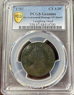 1787 Connecticut 1/2 Penny Laughing Head PCGS Certified- VF Details