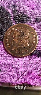 1809 Half Cent Choice VF Mirroring Other Pics, Uneven Die Rotation 180°