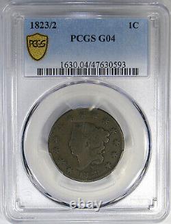 1823/2 1c Pcgs G4 Coronet Cent Strong Overdate & Looks Vg