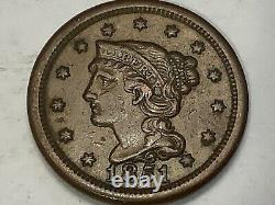 1851. Braided Hair Large Cent 100% Copper