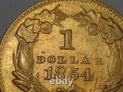 1854 Gold $1.00 Indian Head Type 2 Coin. #28