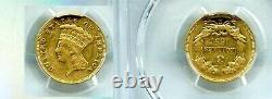 1857 S $3 Princess Head Gold Coin Pcgs Vf Detail 8263r
