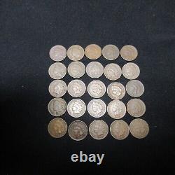 1859 1862 Indian Head Tails Penny Roll Lot Rock River Bank Wyoming R-779