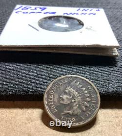 1859 INDIAN HEAD CENT US Coin Penny Clear Date VG copper nickel