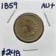 1859 Indian Head Cent Penny, Choice Au+, Nice Coin
