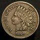1859 Indian Head Cent Penny, First Year Date Issue Without Shield On Reverse