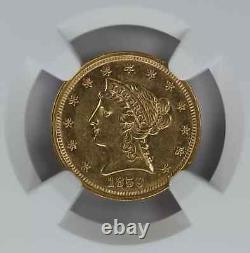 1859 Liberty Head Quarter Eagle $2.50 Gold Type 1 Ngc Au 58 About Unc (007)