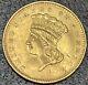1861 G$1 Large Indian Head Type 3 Au/bu Details. Better Date. Gold Dollar