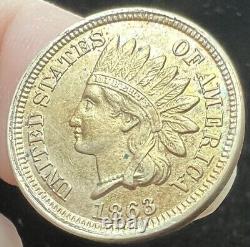 1863 Indian Head Cent AU-UNC Details Luster CN IHC152