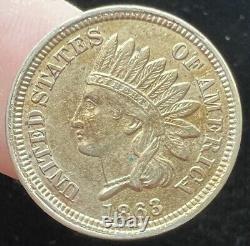 1863 Indian Head Cent AU-UNC Details Luster CN IHC152