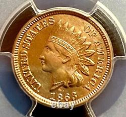 1863 Indian Head Penny PCGS Gold Shield Harshly Cleaned AU Detail