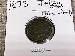 1875 Indian Head Cent Penny-withFULL LIBERTY-092923-0048
