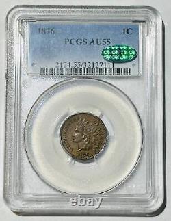 1876 P Small Cents Indian Head PCGS AU-55 BN CAC