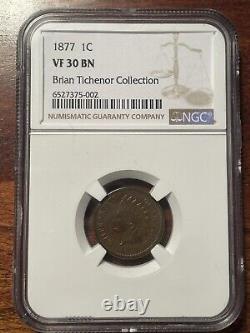 1877 Indian Head Penny Key Date VF 30 BN NGC Estate Coin 1877 One cent RARE Nice