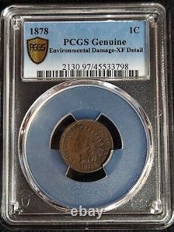 1878 1C Indian Head Cent Philadelphia Mint KM# 90a PCGS XF Details