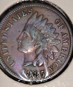 1885 Indian Head Cent, Rainbow Toning, A real nice 147 year old Beauty