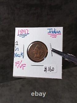 1897 Indian Head Cent 1 In The Neck Variety J/213