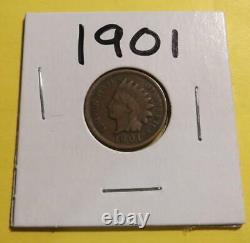 1901 US of America One Cent Indian Head Coin Circulated Clad Used 551