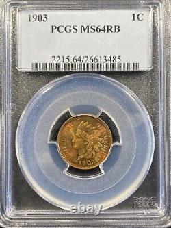 1903 Indian Head Cent PCGS MS64RB Blazing Red Toning With Gem Luster Super PQ