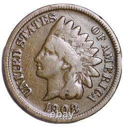 1908-S Indian Head Cent Penny Best Value On EBay Free Shipping 1908S