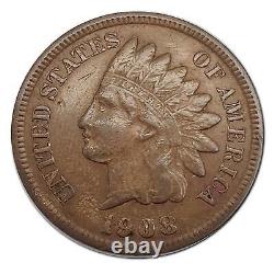 1908-S Indian Head Cent Penny VF Very Fine Copper