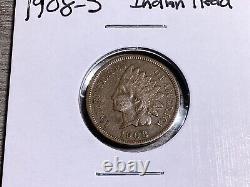 1908-S Indian Head Cent-Rare Coin-Extra Fine-100123-0082