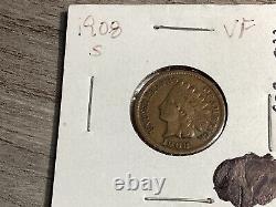 1908-S Indian Head Cent-VF Condition-090823-0022