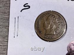 1908-S Indian Head Cent- only 1.1 M Minted-090623-0012