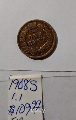1908 S Indian head penny. Very fine shape Full LIBERTY