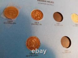 27 Indian Head Cent Coins, Whitman Collection Book Key Dates Listed