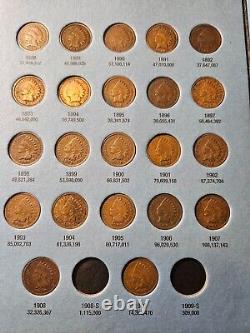 30 Indian Head Penny Lot 1880 1909 all different years with collector album