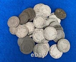 50x Liberty Head V Nickels 5 Cent US Coins Estate Sale Lot 1883-1912 Rare