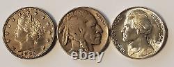 9 Coin Lot Mercury Dime, Silver Nickel, Buffalo, Liberty V Nickel & Indian Head