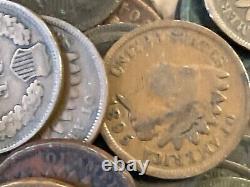 Bag of 200+ Mixed Indian Head Penny Cent Lot Avg. Circulated 1800's-1900's