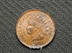 COIN SALE! AU 1901 INDIAN HEAD CENT PENNY with DIAMONDS & FULL LIBERTY 457