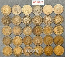 Complete Indian Head Penny Set of 30 DIFFERENT Coins Dated 1880-1909 #HC3010