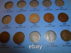 Flying Eagle Indian Head Cent Collection 1857 to 1909 series 35 coins #A12-I-35