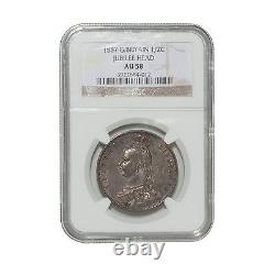 G. Britain 1/2C Halfcrown JUBILEE HEAD 1887 AU58 NGC Antique Silver coin