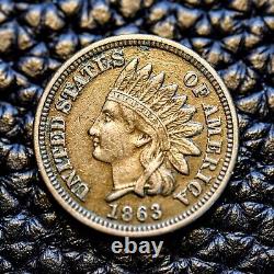 (ITM-4844) 1863 Indian Cent AU+ Condition COMBINED SHIPPING