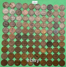 Indian Head Pennies Lot of 100 Indian Head Cent Penny Coins Dated 1880's-1907