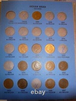 Indian Head Penny Cent Collection F4-I-37 1859 to 1909 series 37 coins