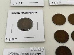 Lot Of 15 Indian Head Pennies 1880 Thru 1908 (see description for list) Good