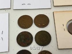 Lot Of 15 Indian Head Pennies 1880 Thru 1908 (see description for list) Good