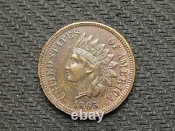 OLD COIN SALE! AU 1865 INDIAN HEAD CENT PENNY with DIAMONDS & FULL LIBERTY #388