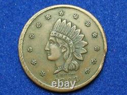 Old Copper Coin! Old Rare Extra Fine CIVIL War Token 1863 Indian Head #253g