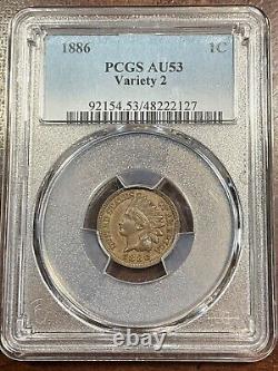 Pcgs Au53 1886 Type 2 Indian Head Cent Really Nice Eye Appeal