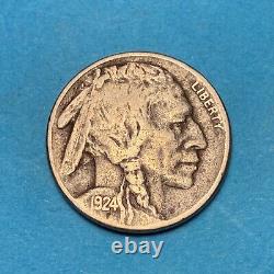 (1) Superbe Nickel Antique Tons 1924-S Buffalo/Indian Head en TRÈS BON état