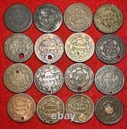 16) Demi-cents en cuivre classiques à tête classique et cheveux tressés 1809-1854 Lot de 1/2 cent US