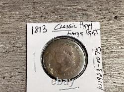 1813 Grand Cent Classique Tête U. S. Pièce de Monnaie - Date Rare