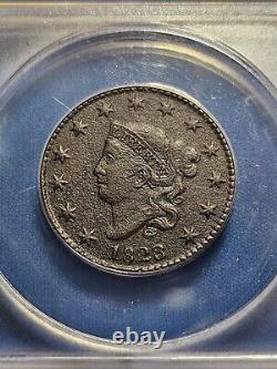 1823/2 Gros Cent en cuivre à tête de couronne, pièce de monnaie en cuivre ANACS XF40 Détails